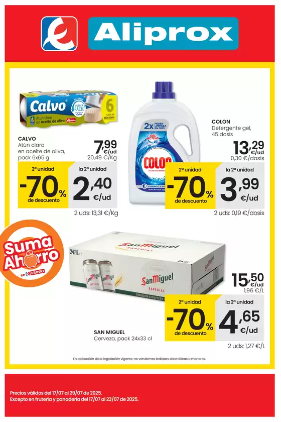 Catálogo Eroski en Bulbuente | SUMA AHORRO Aliprox | 2025-07-17T00:00:00.000Z - 2025-07-29T00:00:00.000Z