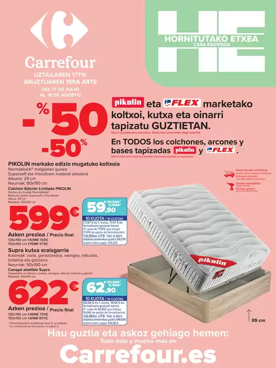 Catálogo Carrefour en Zumarraga | EQUIPA TU VIVIENDA (Colchones) | 2025-07-17T00:00:00.000Z - 2025-08-18T00:00:00.000Z