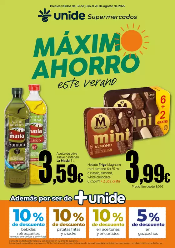 Catálogo Unide Supermercados en Collado Mediano | Máximo Ahorro este verano en UNIDE Supermercados  | 2025-07-31T00:00:00.000Z - 2025-08-20T00:00:00.000Z