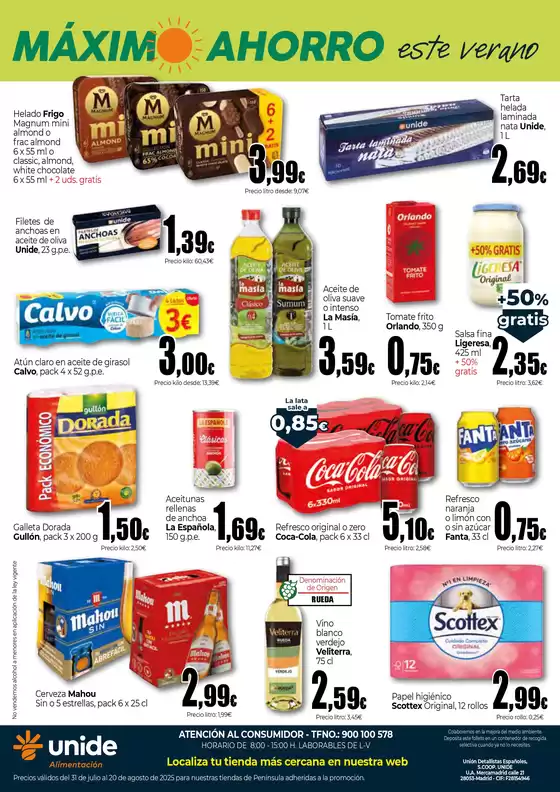 Máximo Ahorro este verano en UNIDE Alimentación Península