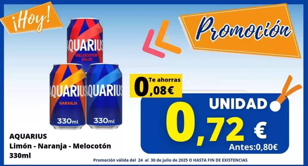 Aquarius Limón - Naranaja o Melocotón de 330ml solo por 0,72€