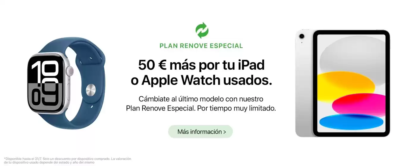50 € más por tu iPad o Apple Watch usados