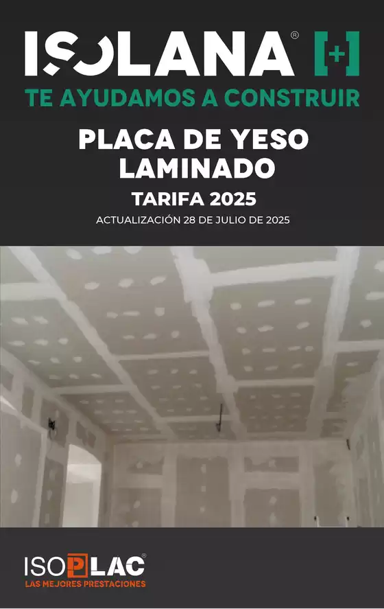 PLACA DE YESO LAMINADO – TARIFA ISOLANA