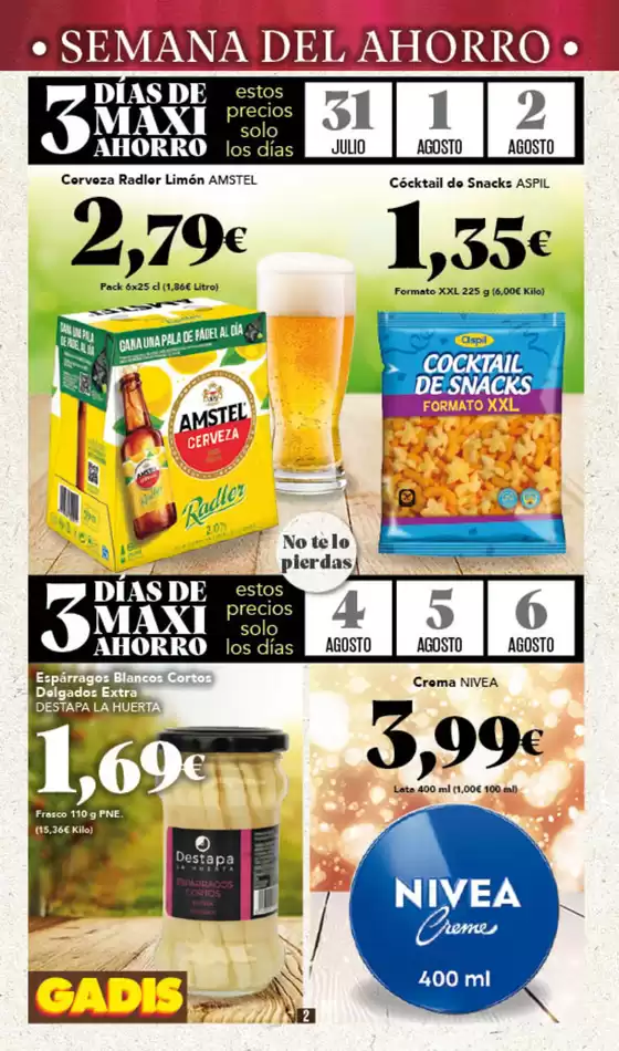 Precios válidos del 31 de julio al 6 de agosto de 2025