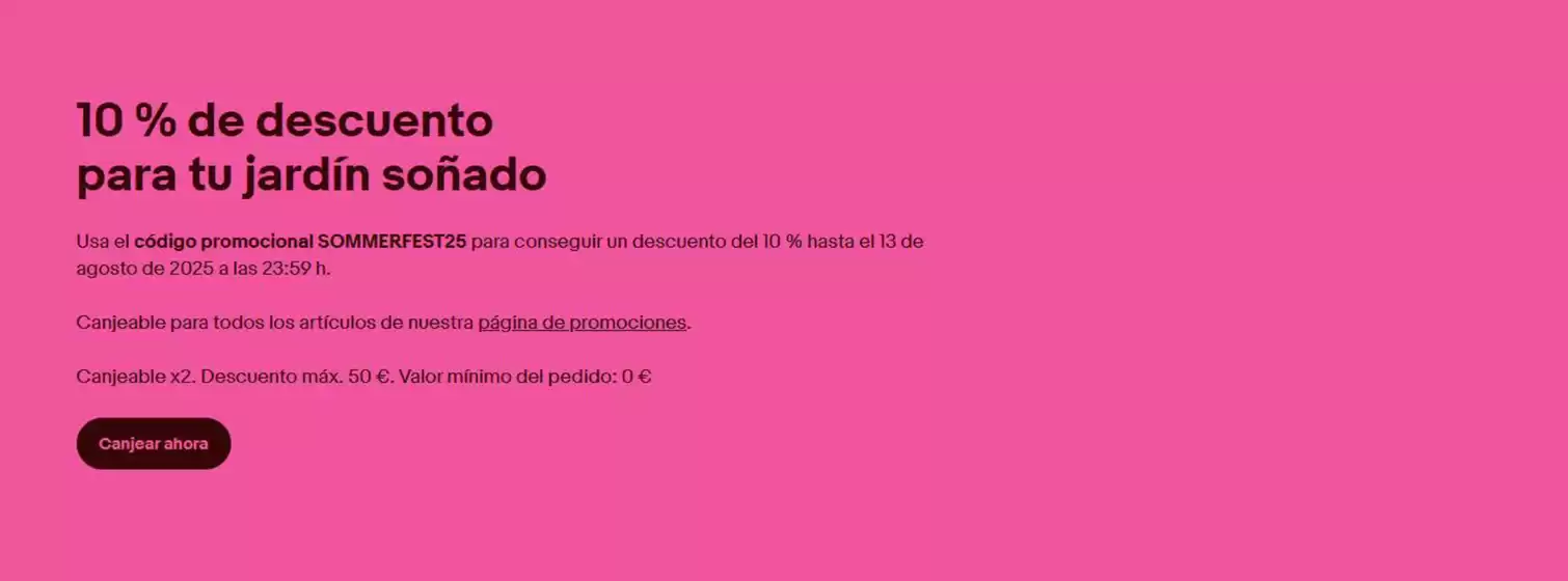 10 % de descuento para tu jardín soñado