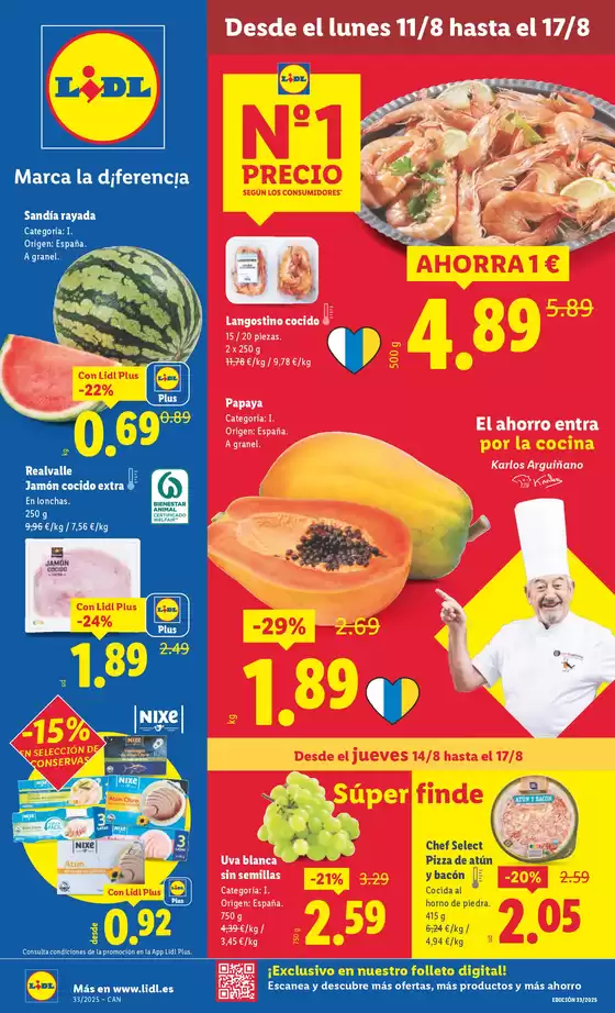 Catálogo Lidl en La Orotava | № 1 PRECIO - Ofertas válidas del 11/08 al 17/08 | 2025-08-11T00:00:00.000Z - 2025-08-17T00:00:00.000Z