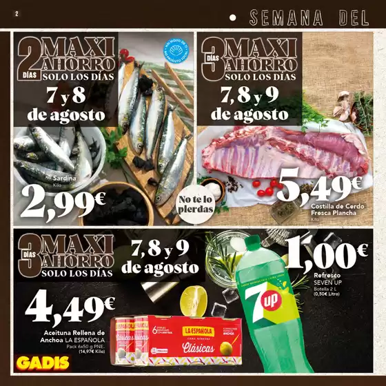 Precios válidos del 7 al 20 de agosto de 2025