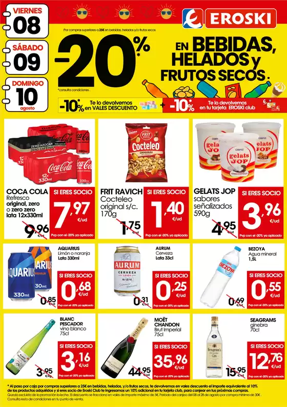 Catálogo Eroski en Canfranc | -20% en bebidas, helados y frutos secos | 2025-08-07T00:00:00.000Z - 2025-08-10T00:00:00.000Z