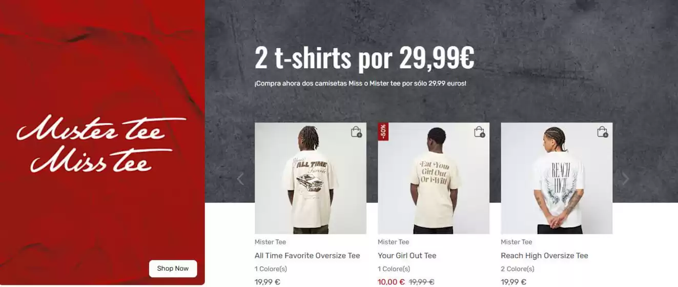 2 t-shirts por 29,99€