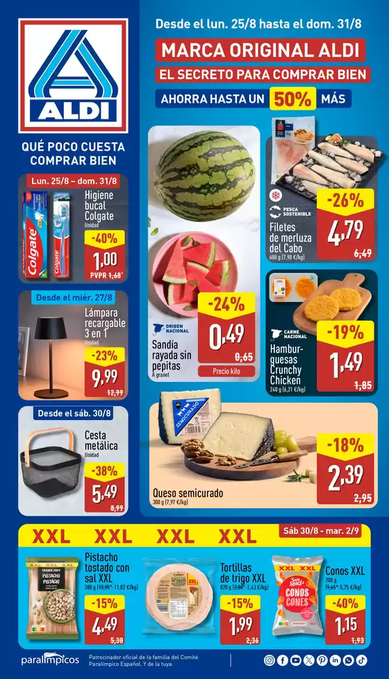 Catálogo ALDI en Calvià | Qué poco cuesta comprar bien | 2025-08-25T00:00:00.000Z - 2025-08-31T00:00:00.000Z