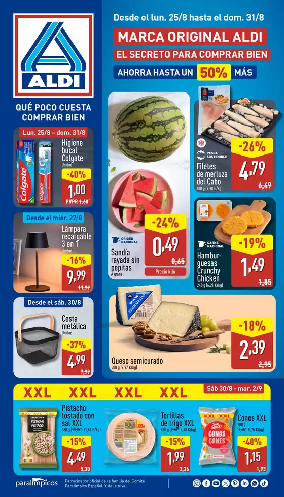 Catálogo ALDI en Alcoi | Qué poco cuesta comprar bien | 2025-08-25T00:00:00.000Z - 2025-08-31T00:00:00.000Z