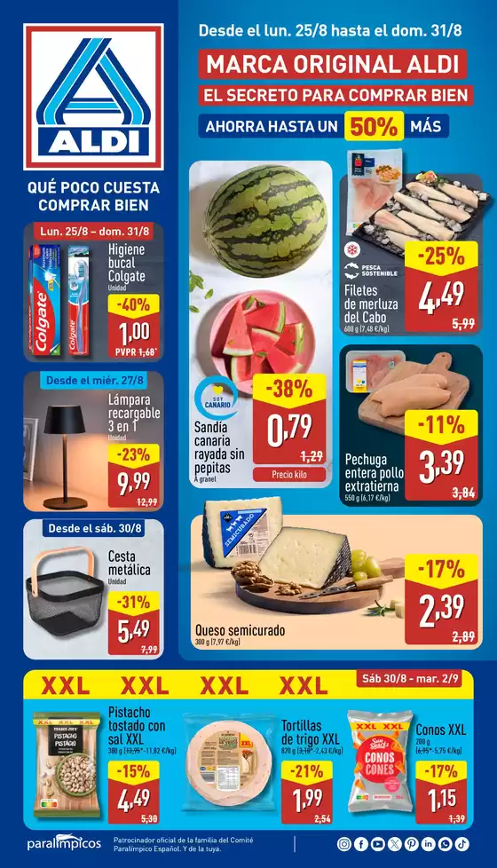 Catálogo ALDI en Arafo | Qué poco cuesta comprar bien | 2025-08-25T00:00:00.000Z - 2025-08-31T00:00:00.000Z