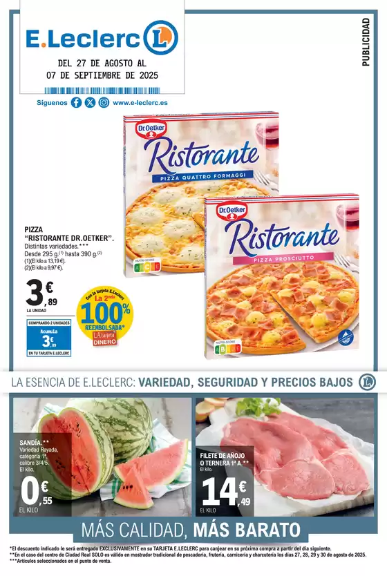 Catálogo E.Leclerc en Elda | Hiper Ofertas 14 | 2025-08-27T00:00:00.000Z - 2025-09-07T00:00:00.000Z