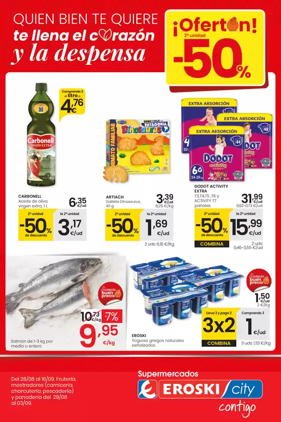 Catálogo Eroski en Miranda de Ebro | ¡OFERTÓN! 2a unidad -50% EROSKI CITY | 2025-08-28T00:00:00.000Z - 2025-09-17T00:00:00.000Z