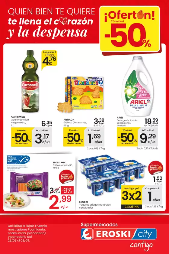 Catálogo Eroski en Borja | ¡OFERTÓN! 2a unidad -50% SUPERMERCADOS EROSKI | 2025-08-28T00:00:00.000Z - 2025-09-17T00:00:00.000Z