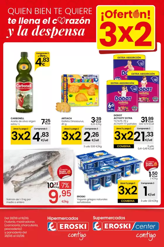 Catálogo Eroski en Rivabellosa | ¡OFERTÓN! 3x2 EROSKI | 2025-08-28T00:00:00.000Z - 2025-09-17T00:00:00.000Z