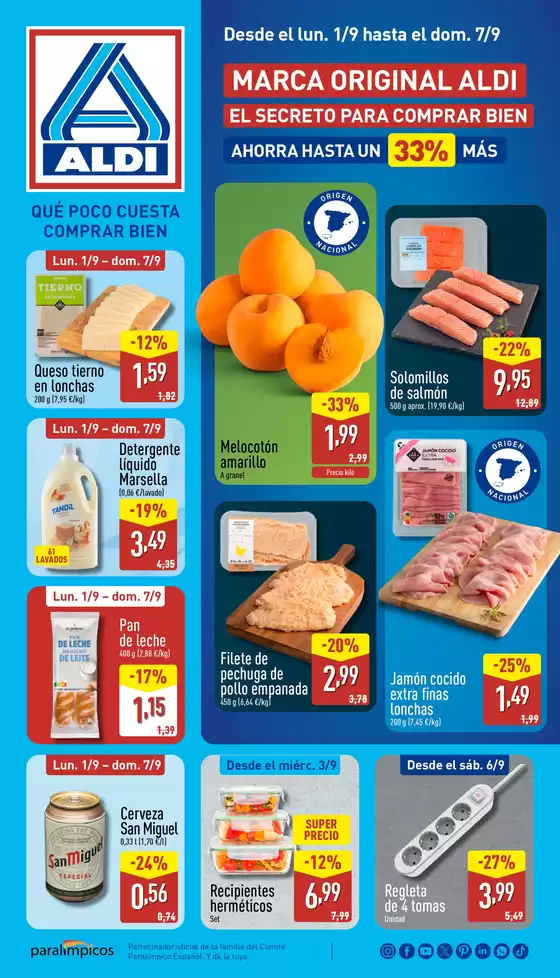 Catálogo ALDI en Medina del Campo | ¡Qué poco cuesta comprar bien! | 2025-09-01T00:00:00.000Z - 2025-09-07T00:00:00.000Z