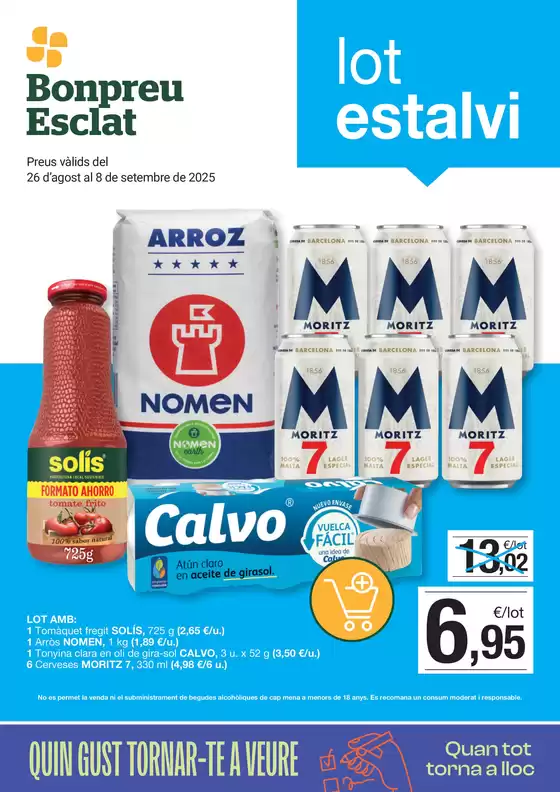 Preus vàlids del 26 d’agost al 8 de setembre de 2025