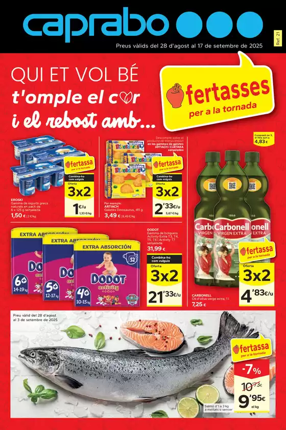 Catálogo Caprabo en Medina del Campo | Ofertasses per a la tornada | 2025-08-28T00:00:00.000Z - 2025-09-17T00:00:00.000Z