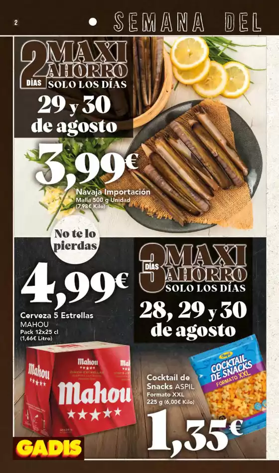 Precios válidos del 28 de agosto al 3 de septiembre de 2025