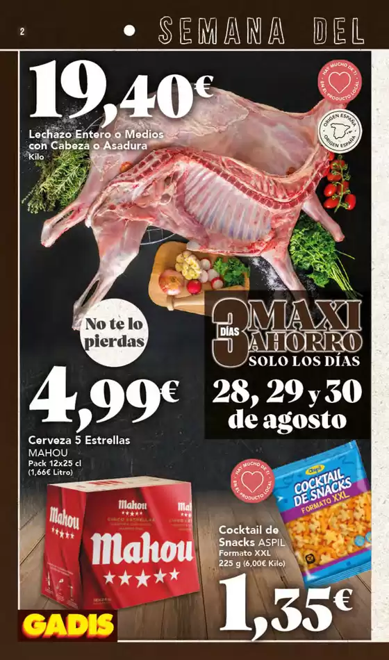 Precios válidos del 28 de agosto al 3 de septiembre de 2025 
