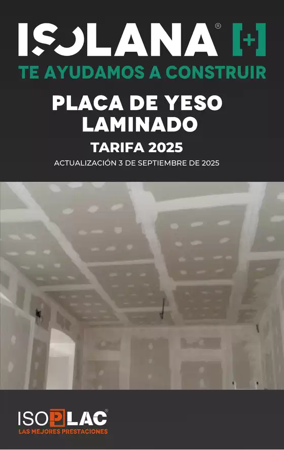 Catálogo Isolana en Santa Cruz de Bezana | PLACA DE YESO LAMINADO – TARIFA ISOLANA | 2025-09-04T00:00:00.000Z - 2025-11-30T00:00:00.000Z