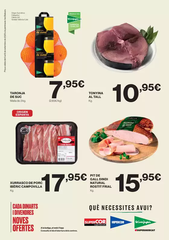Preus vàlids del 5 al 8 de setembre de 2025 a la Península