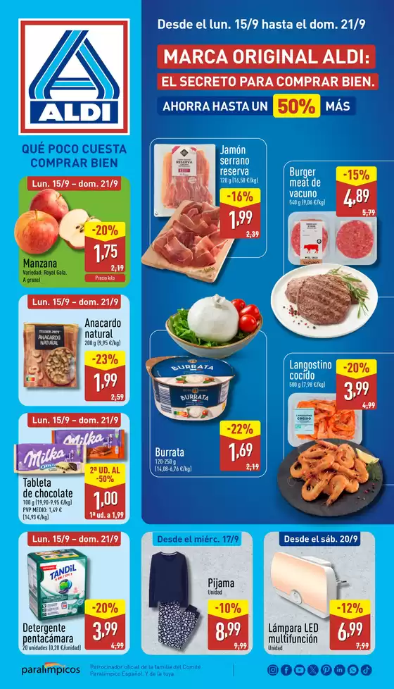 Catálogo ALDI en Camas | ¡Qué poco cuesta comprar bien! | 2025-09-15T00:00:00.000Z - 2025-09-21T00:00:00.000Z