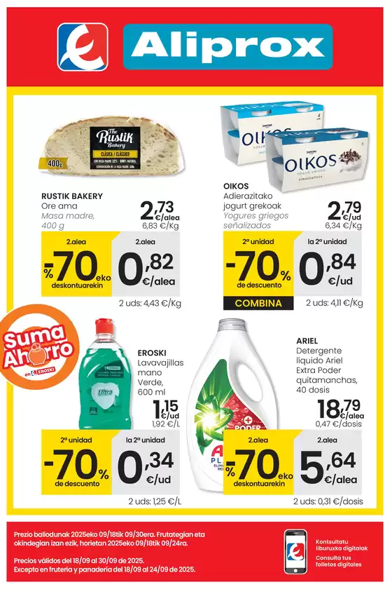 Catálogo Eroski en Lesaka | AUKERA OFERTA Aliprox | 2025-09-18T00:00:00.000Z - 2025-09-30T00:00:00.000Z