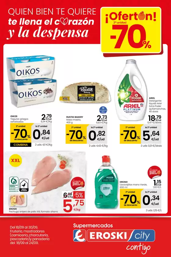 Catálogo Eroski en Santander | ¡OFERTÓN! 2a unidad -70% EROSKI CITY | 2025-09-18T00:00:00.000Z - 2025-09-30T00:00:00.000Z