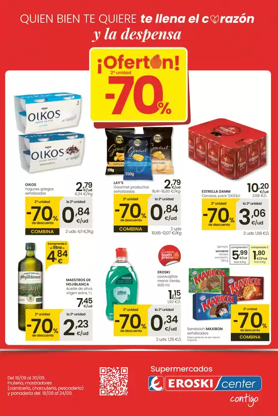 Catálogo Eroski en Palma de Mallorca | ¡OFERTÓN! 2a unidad -70% Mercat | 2025-09-18T00:00:00.000Z - 2025-10-01T00:00:00.000Z