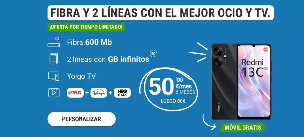 Fibra Y 2 Líneas Con El Mejor Ocio y Tv