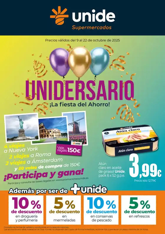 Catálogo Unide Supermercados en Finestrat | ¡La fiesta de ahorro! UNIDE Supermercados | 2025-10-09T00:00:00.000Z - 2025-10-22T00:00:00.000Z