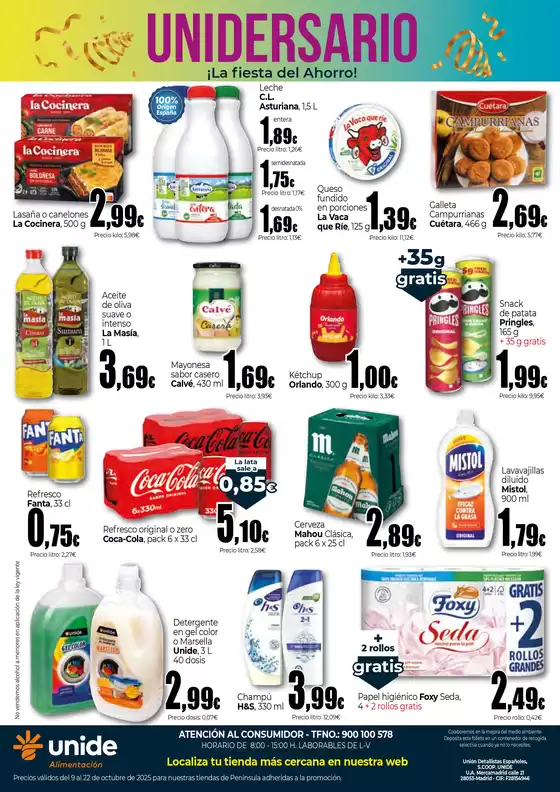 ¡La fiesta de ahorro! UNIDE Alimentación Península