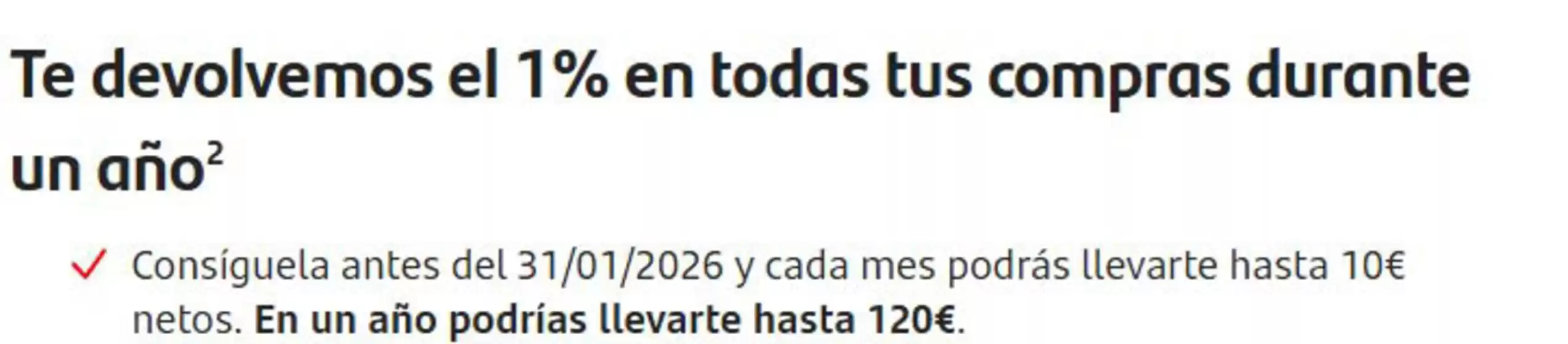 Te devolvemos el 1% en todas tus compras durante un año