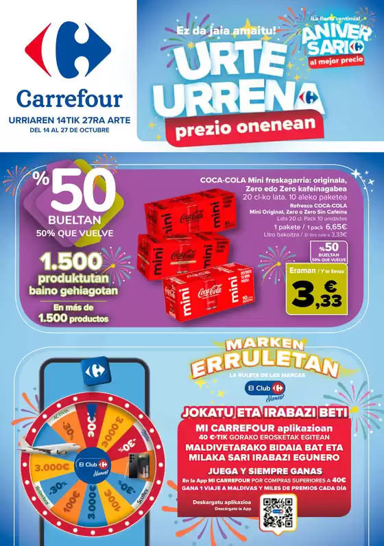Catálogo Carrefour en Erandio | 50% QUE VUELVE + 2ªUD. AL -50% | 2025-10-14T00:00:00.000Z - 2025-10-27T00:00:00.000Z