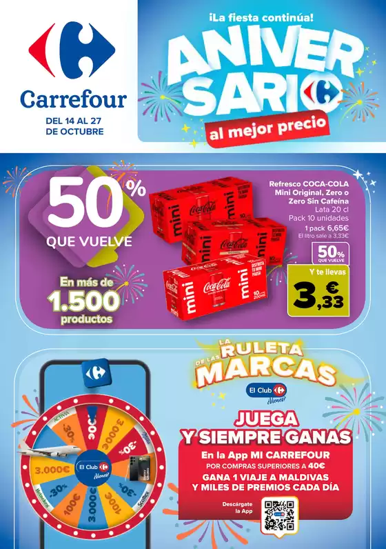 Catálogo Carrefour en Tres Cantos | 50% QUE VUELVE + 2ªUD. AL -50% | 2025-10-14T00:00:00.000Z - 2025-10-27T00:00:00.000Z