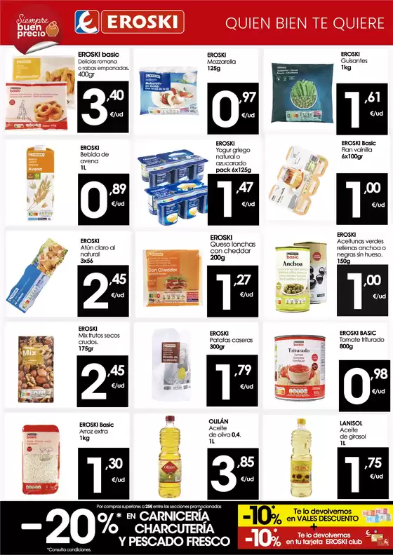 -20% en carnicería, charcutería y pescado fresco