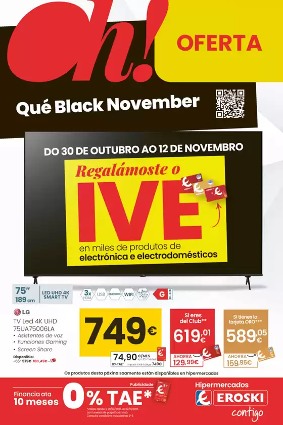 Catálogo Eroski en Vigo | Oh! Qué Black November  | 2025-10-30T00:00:00.000Z - 2025-11-12T00:00:00.000Z