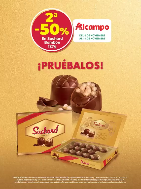 Catálogo Suchard Alcampo en Villacarrillo | 2ª -50% en Suchard Bombón 127g | 2025-11-06T00:00:00.000Z - 2025-11-19T00:00:00.000Z