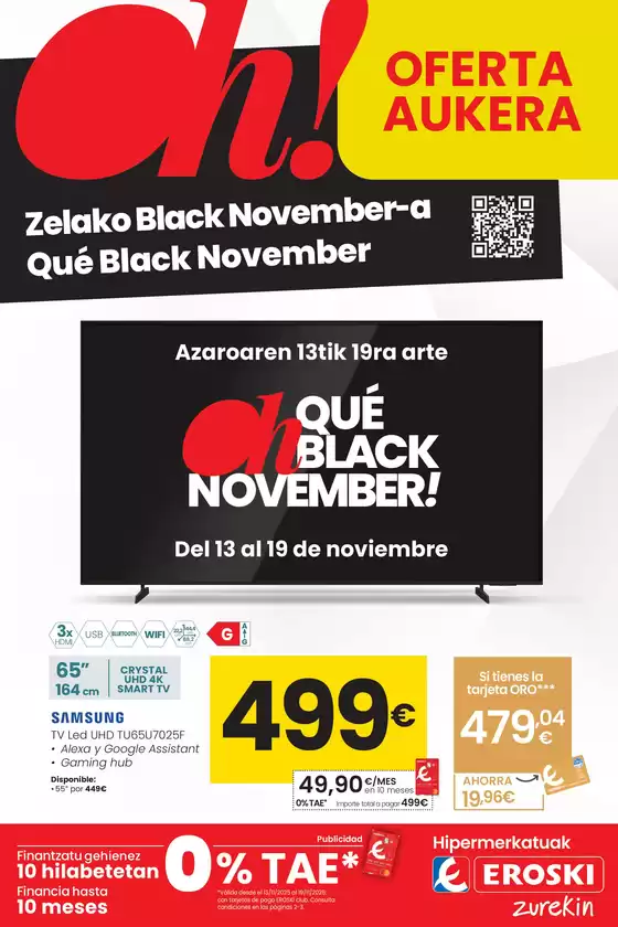 Catálogo Eroski en Oñati | Qué Black November | 2025-11-13T00:00:00.000Z - 2025-11-19T00:00:00.000Z