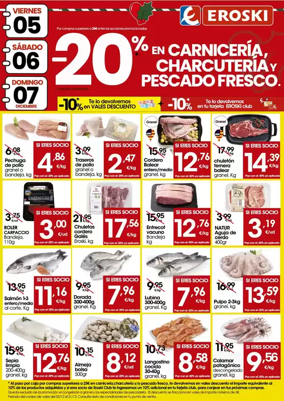 Catálogo Eroski | -20% en carnicería, charcutería y pescado fresco | 2025-12-04T00:00:00.000Z - 2025-12-07T00:00:00.000Z