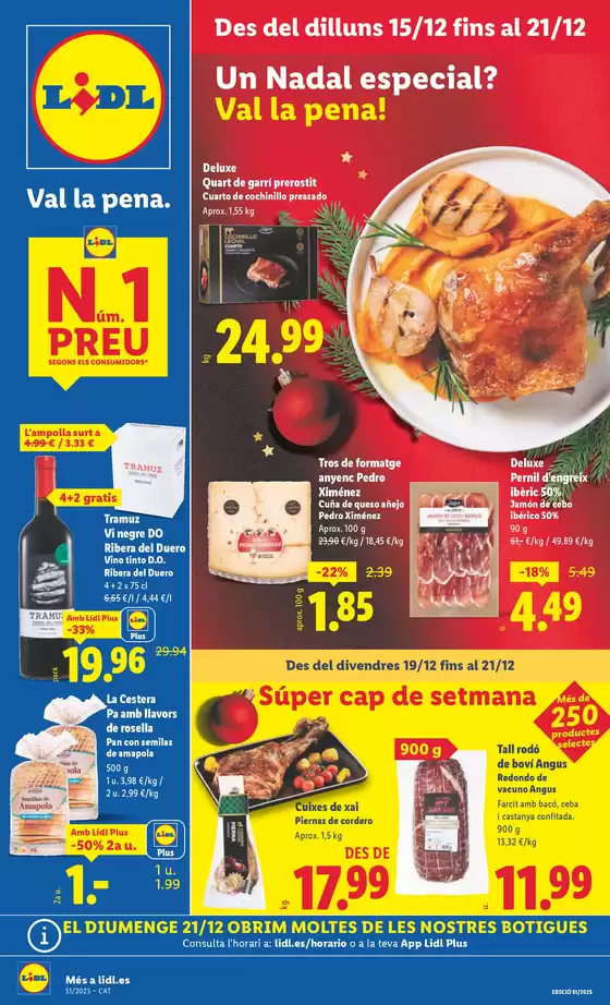 Catálogo Lidl en Granollers | № 1 PRECIO - Ofertas válidas del 15/12 al 21/12 | 2025-12-15T00:00:00.000Z - 2025-12-21T00:00:00.000Z