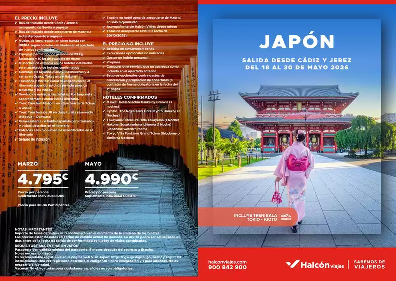 Catálogo Halcón Viajes en Aranjuez | Folleto Japón - Salidas desde Cádiz y Jerez | 2025-12-10T00:00:00.000Z - 2026-05-30T00:00:00.000Z