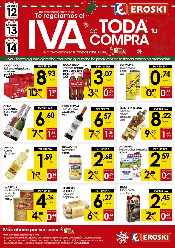 Catálogo Eroski en Olite | Te regalamos el IVA de TODA tu compra | 2025-12-11T00:00:00.000Z - 2025-12-14T00:00:00.000Z