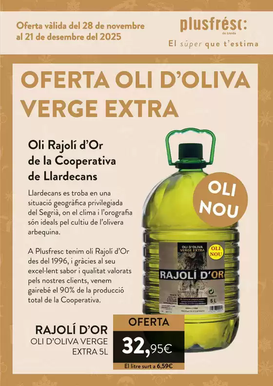 Catálogo Plusfresc | Oferta Oli D'oliva Verge Extra | 2025-12-15T00:00:00.000Z - 2025-12-21T00:00:00.000Z