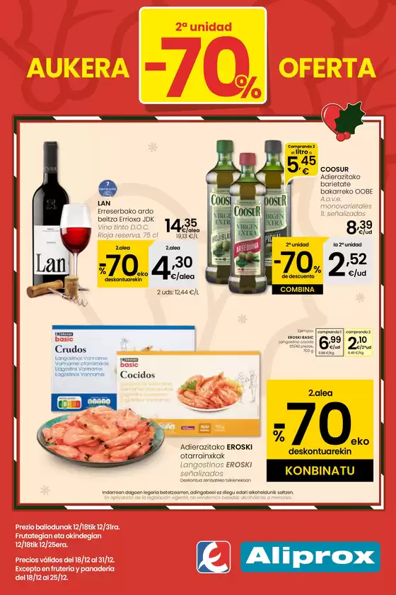 Catálogo Eroski en Villanueva de la Serena | 2a unidad -70% Aliprox | 2025-12-18T00:00:00.000Z - 2025-12-31T00:00:00.000Z