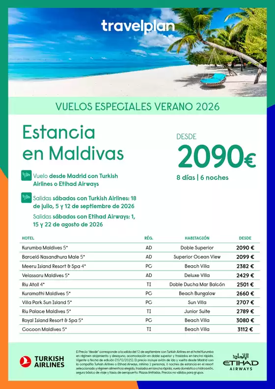 Catálogo Travelplan en Sopelana | Travelplan Maldivas | 2025-12-17T00:00:00.000Z - 2026-07-18T00:00:00.000Z