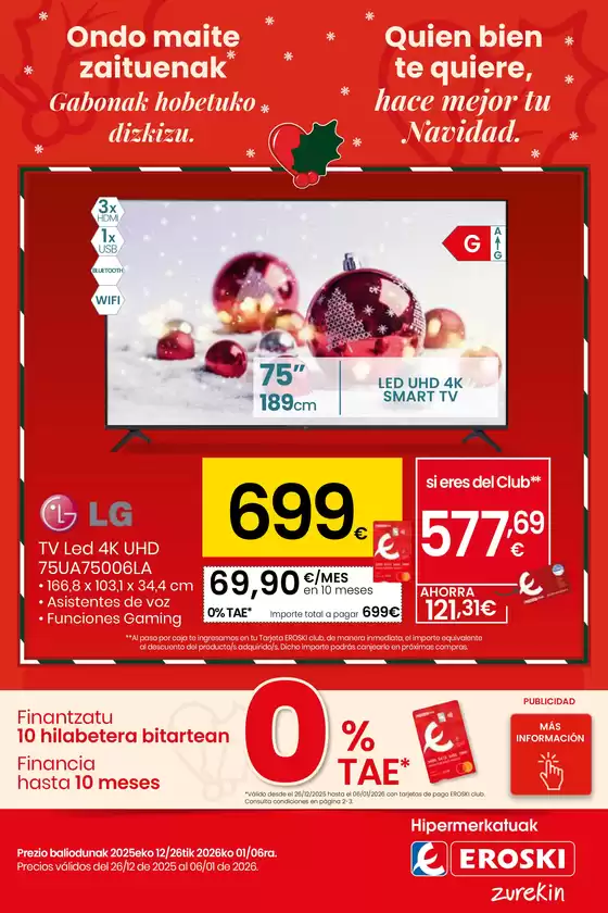 Catálogo Eroski en Cabra | Quien bien te quiere, hace mejor tu Navidad | 2025-12-26T00:00:00.000Z - 2026-01-06T00:00:00.000Z