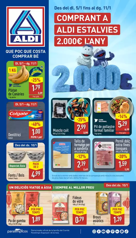 Catálogo ALDI en Terrassa | ¡Qué poco cuesta comprar bien! | 2026-01-05T00:00:00.000Z - 2026-01-11T00:00:00.000Z
